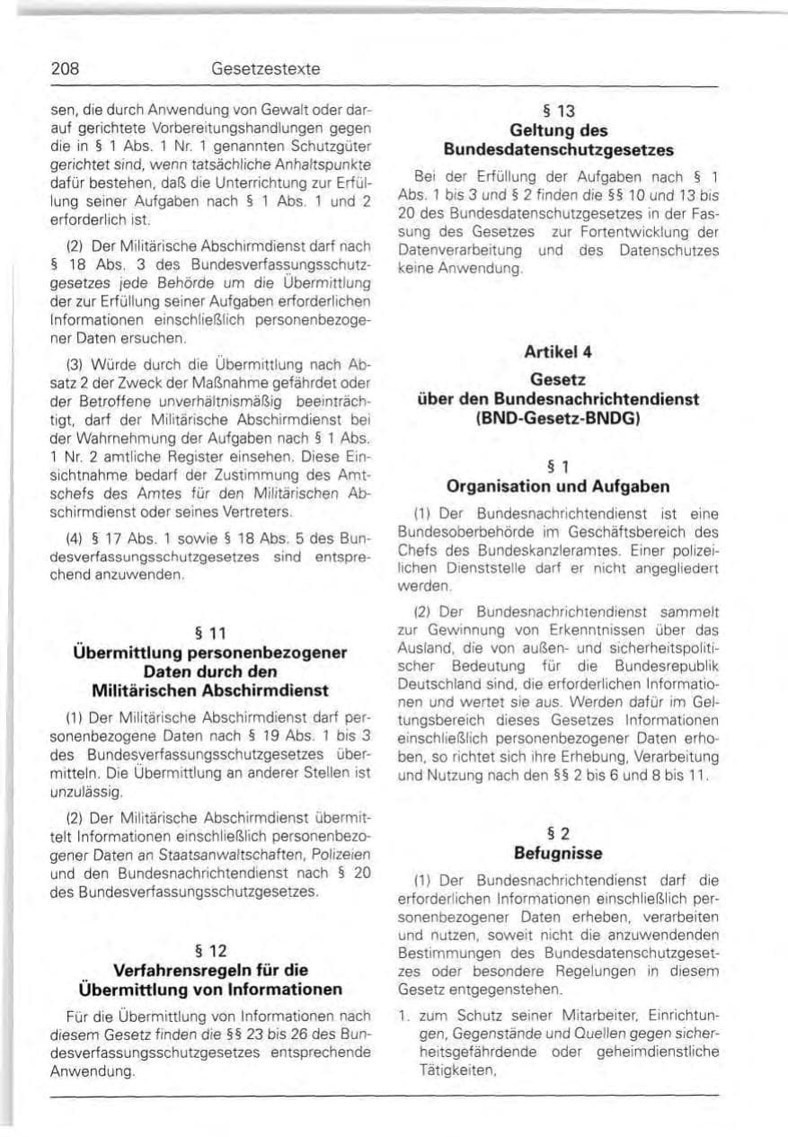 Seite 208 des Verfassungsschutzbericht 1990 Bund