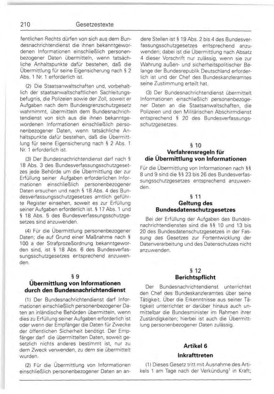 Seite 210 des Verfassungsschutzbericht 1990 Bund