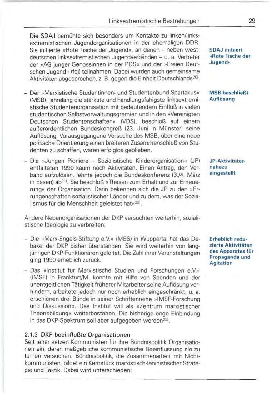 Seite 29 des Verfassungsschutzbericht 1990 Bund