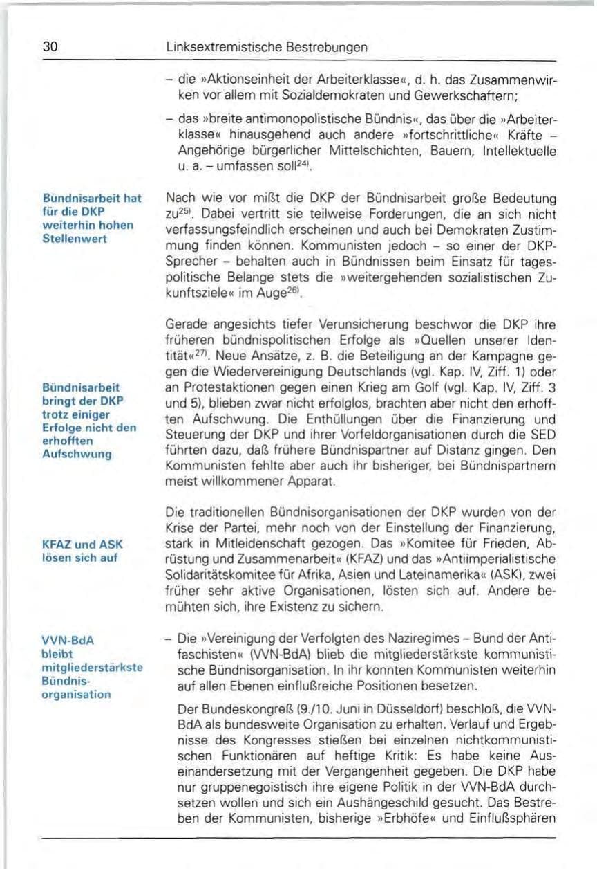 Seite 30 des Verfassungsschutzbericht 1990 Bund