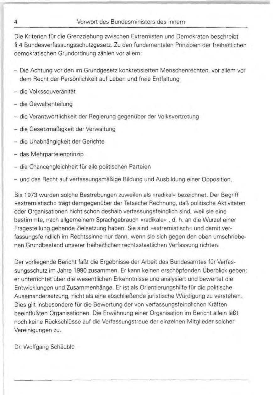 Seite 4 des Verfassungsschutzbericht 1990 Bund