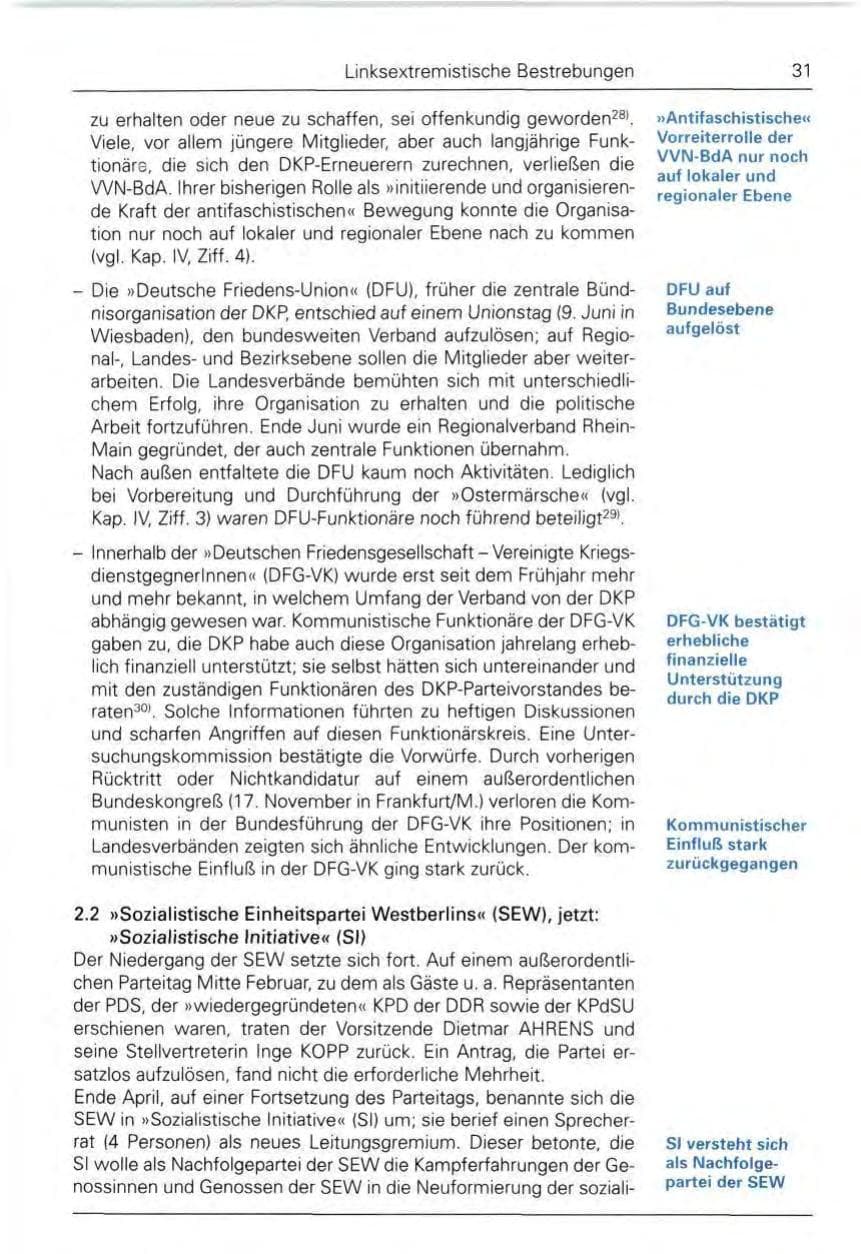 Seite 31 des Verfassungsschutzbericht 1990 Bund