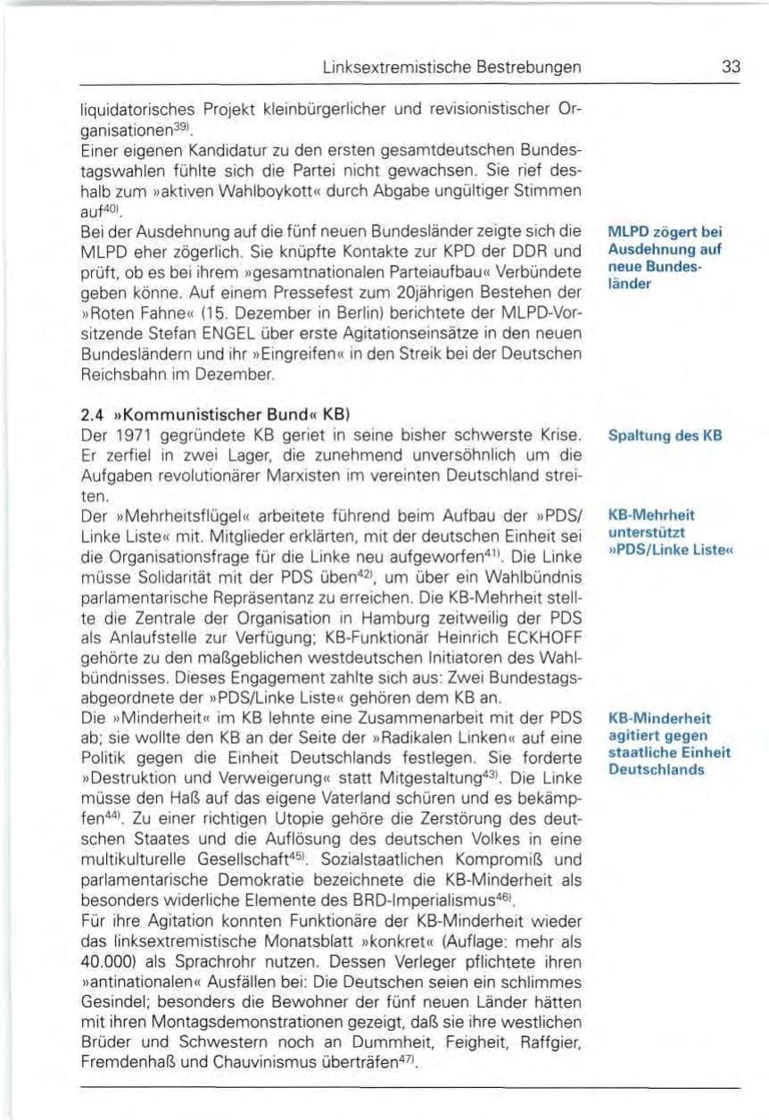 Seite 33 des Verfassungsschutzbericht 1990 Bund