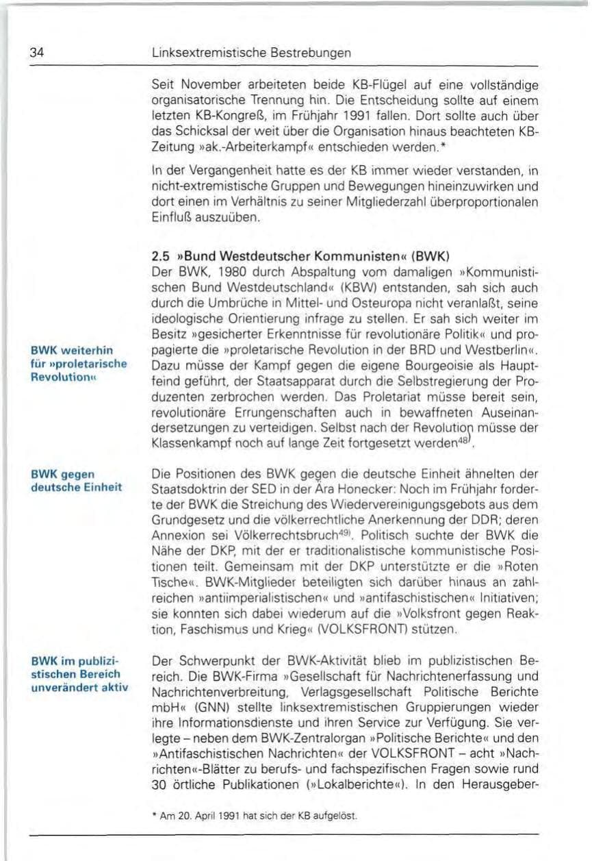 Seite 34 des Verfassungsschutzbericht 1990 Bund