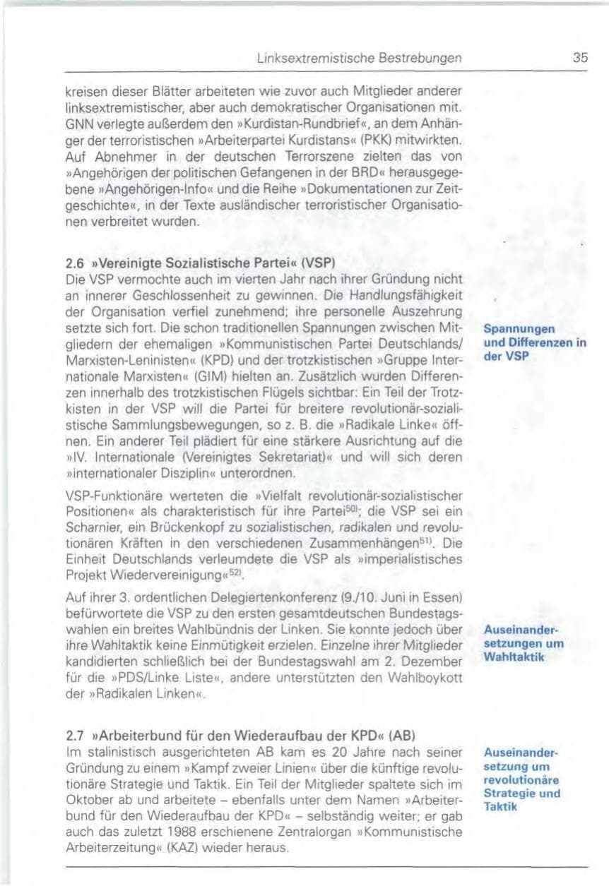 Seite 35 des Verfassungsschutzbericht 1990 Bund