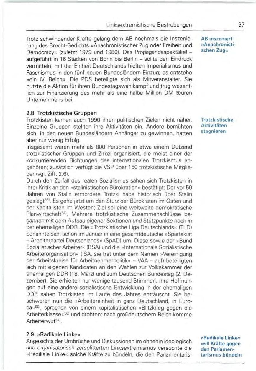 Seite 37 des Verfassungsschutzbericht 1990 Bund