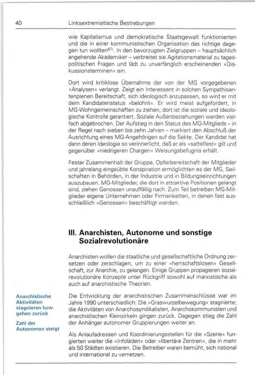 Seite 40 des Verfassungsschutzbericht 1990 Bund
