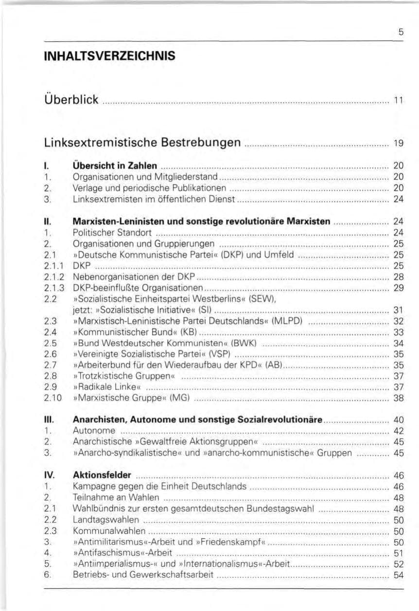 Seite 5 des Verfassungsschutzbericht 1990 Bund