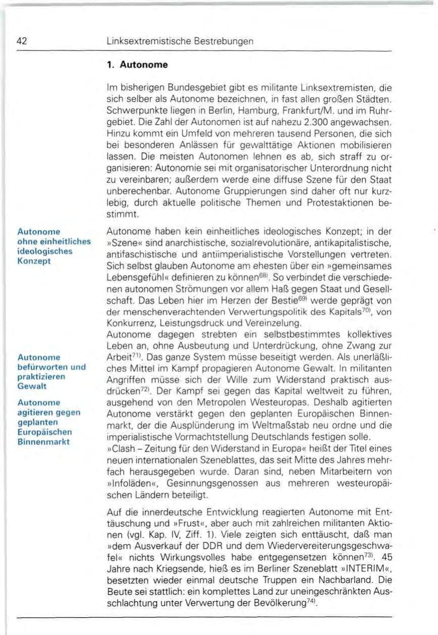 Seite 42 des Verfassungsschutzbericht 1990 Bund