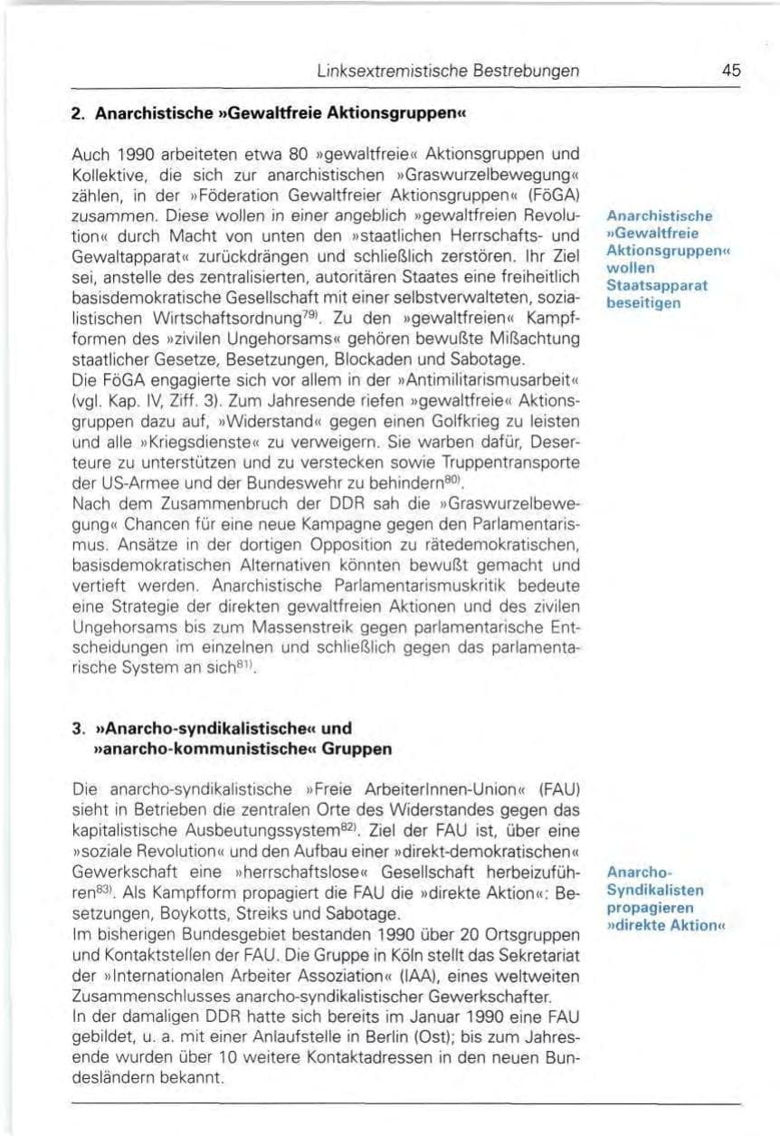 Seite 45 des Verfassungsschutzbericht 1990 Bund