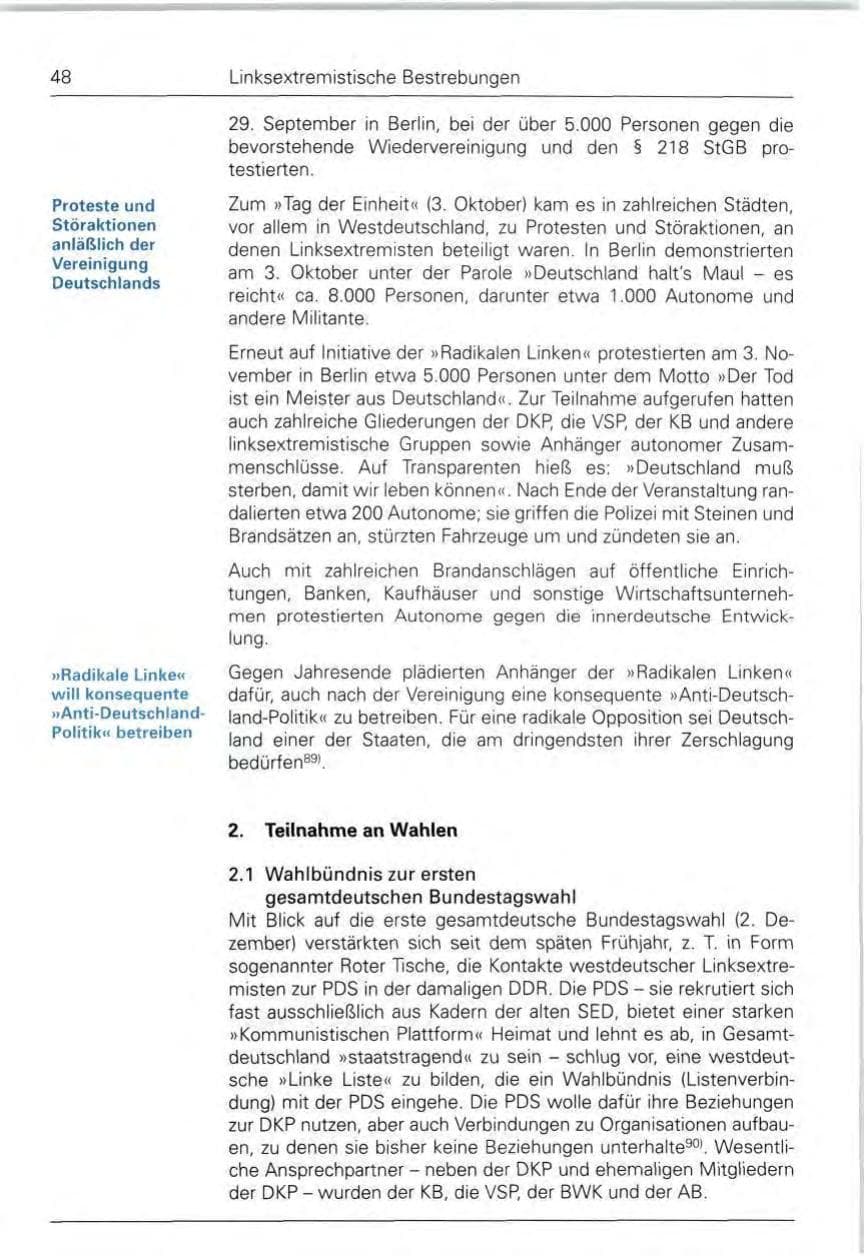 Seite 48 des Verfassungsschutzbericht 1990 Bund