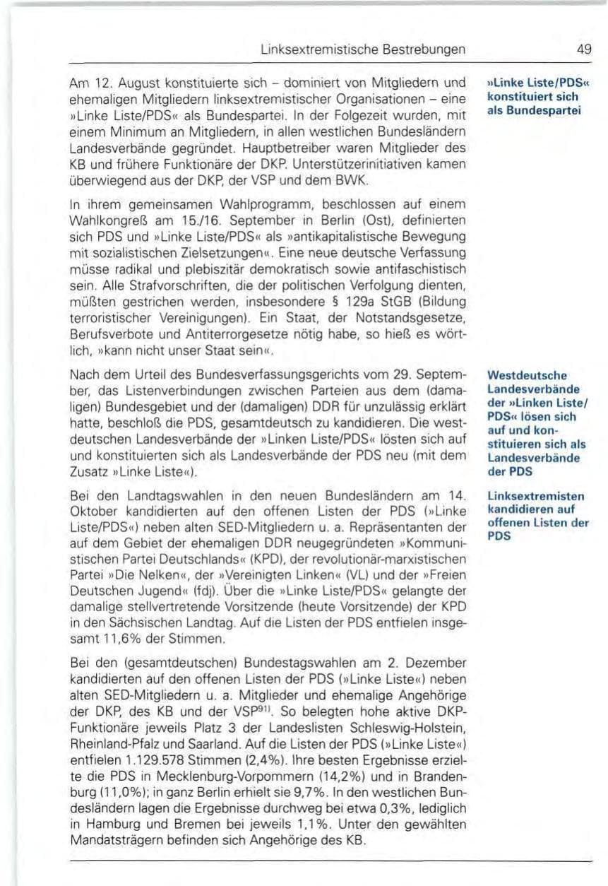 Seite 49 des Verfassungsschutzbericht 1990 Bund