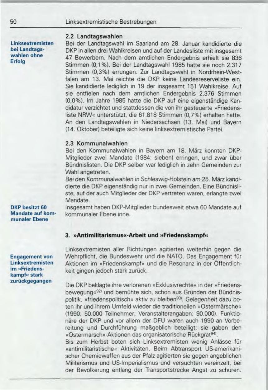 Seite 50 des Verfassungsschutzbericht 1990 Bund