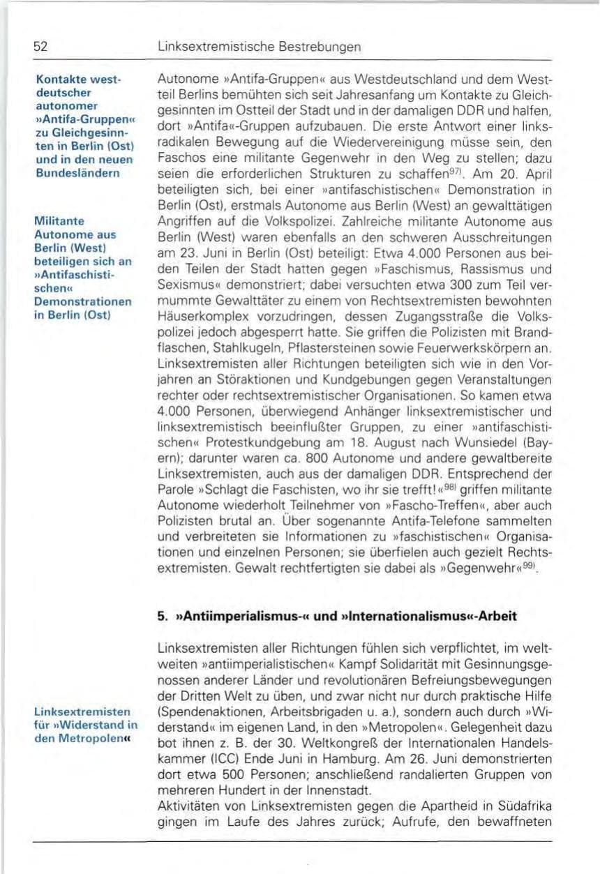 Seite 52 des Verfassungsschutzbericht 1990 Bund