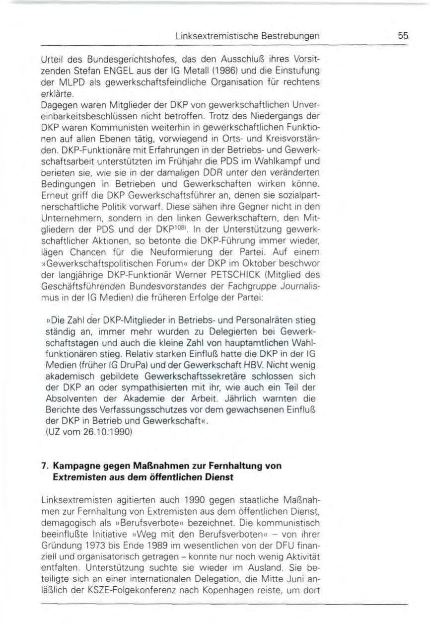 Seite 55 des Verfassungsschutzbericht 1990 Bund