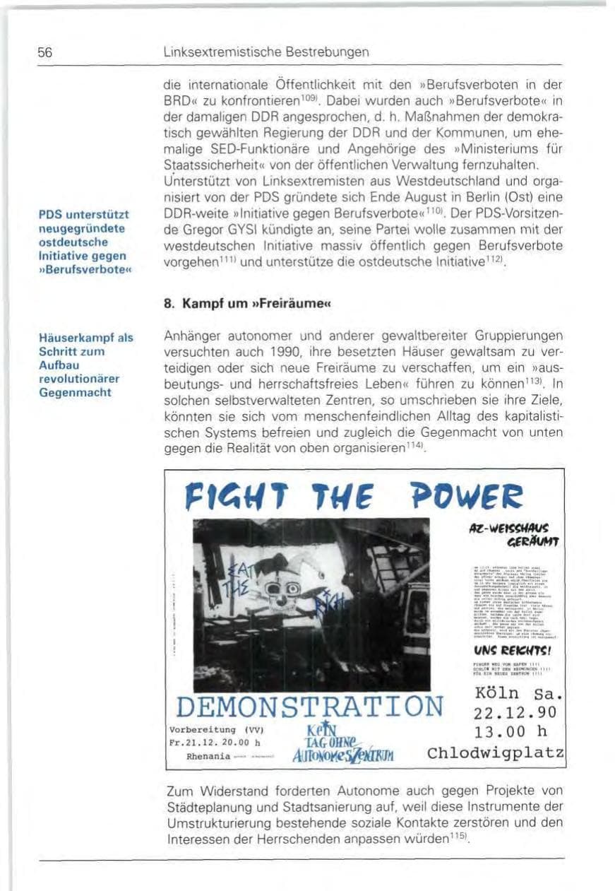 Seite 56 des Verfassungsschutzbericht 1990 Bund