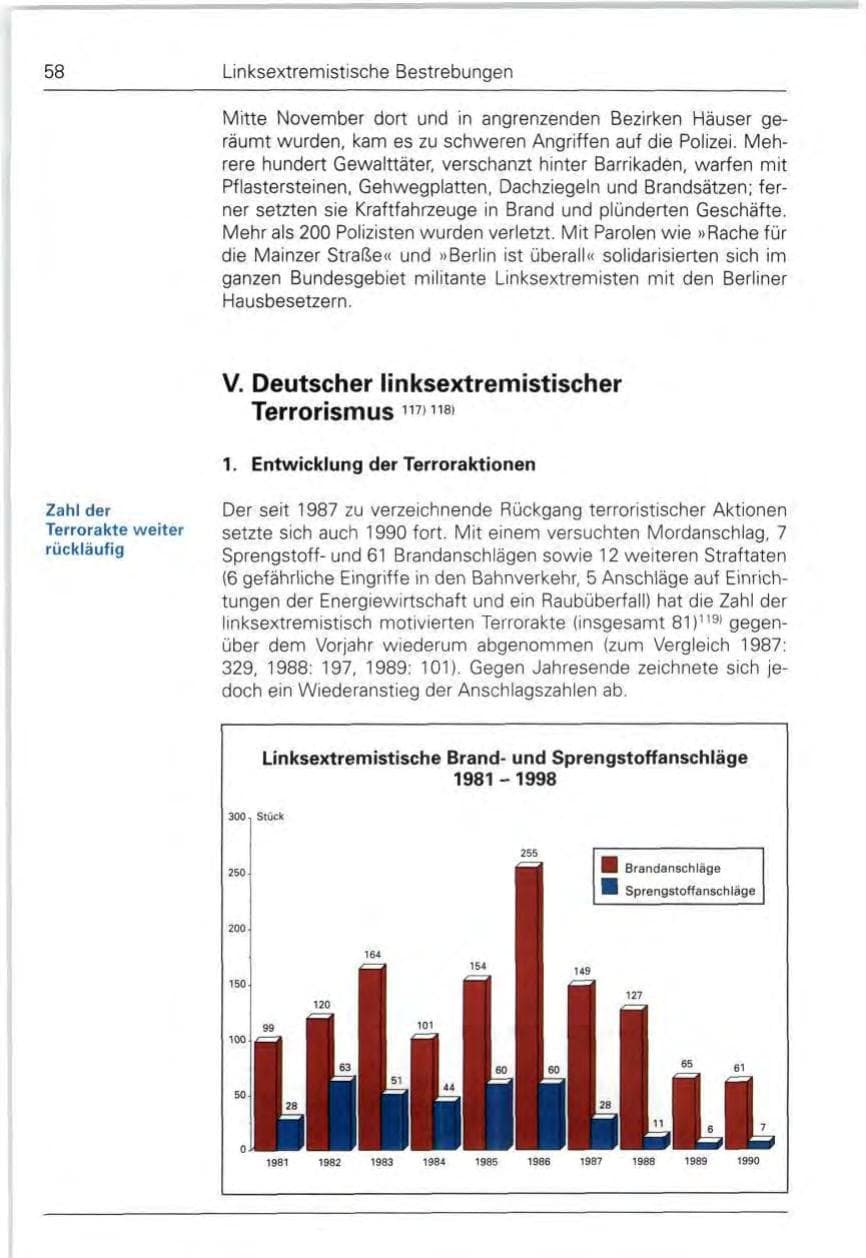 Seite 58 des Verfassungsschutzbericht 1990 Bund