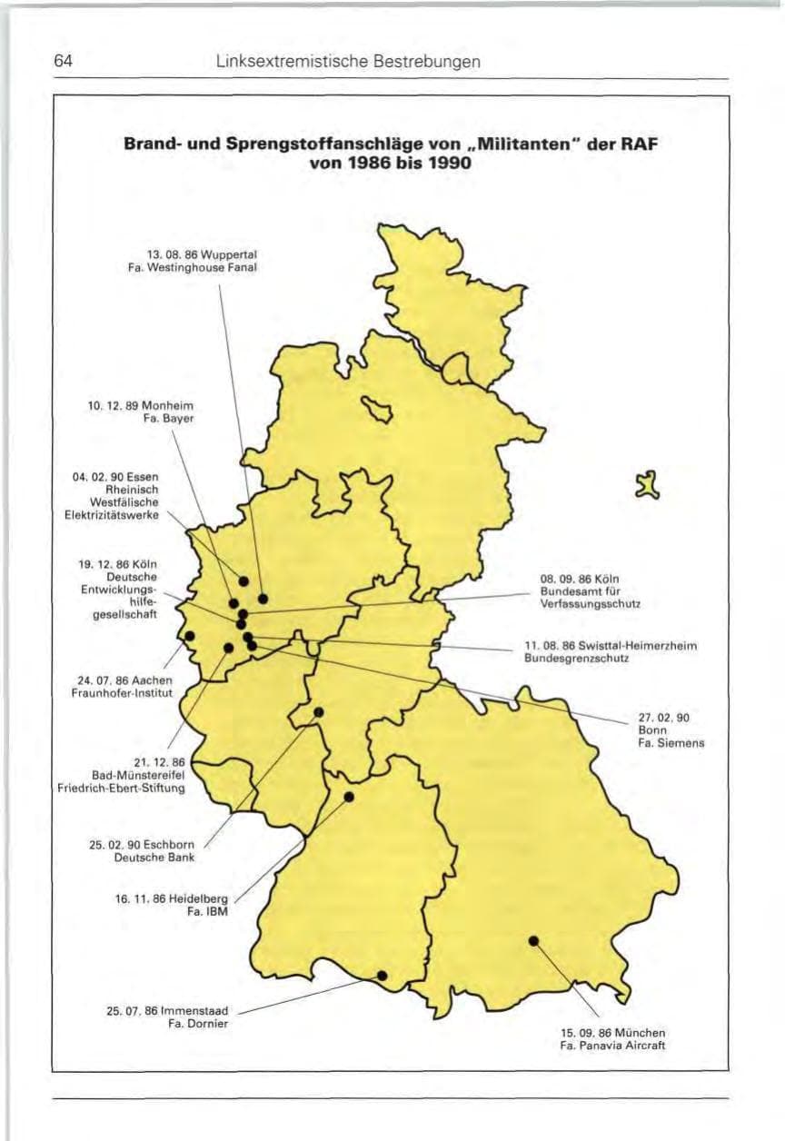 Seite 64 des Verfassungsschutzbericht 1990 Bund