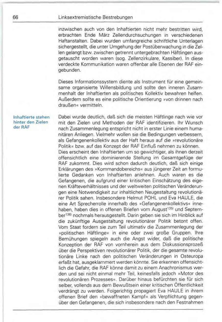 Seite 66 des Verfassungsschutzbericht 1990 Bund