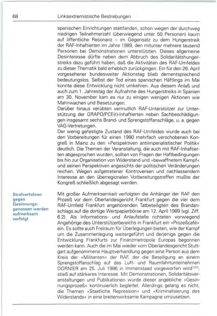 Seite 68 des Verfassungsschutzbericht 1990 Bund