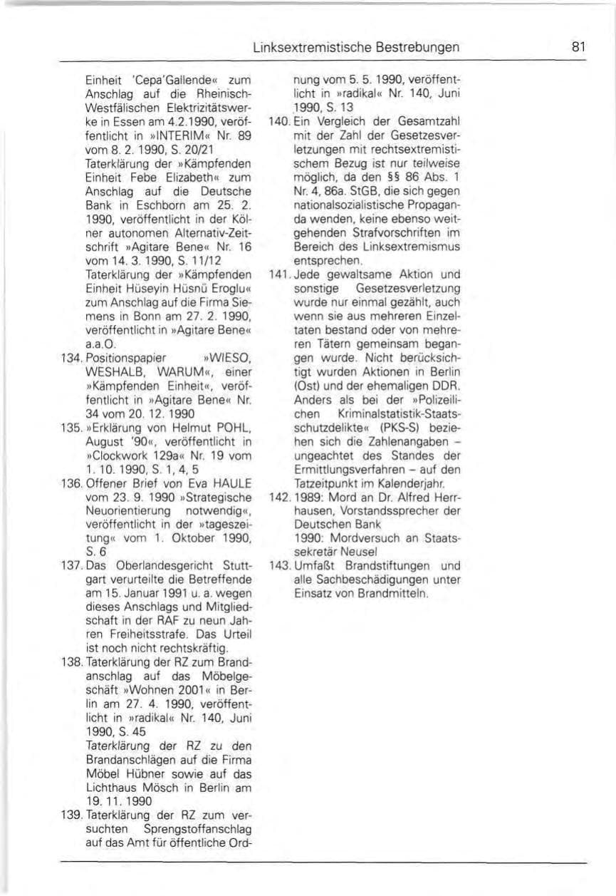 Seite 81 des Verfassungsschutzbericht 1990 Bund