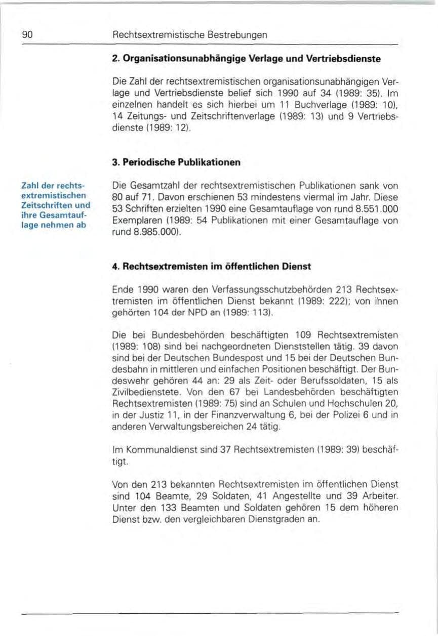 Seite 90 des Verfassungsschutzbericht 1990 Bund
