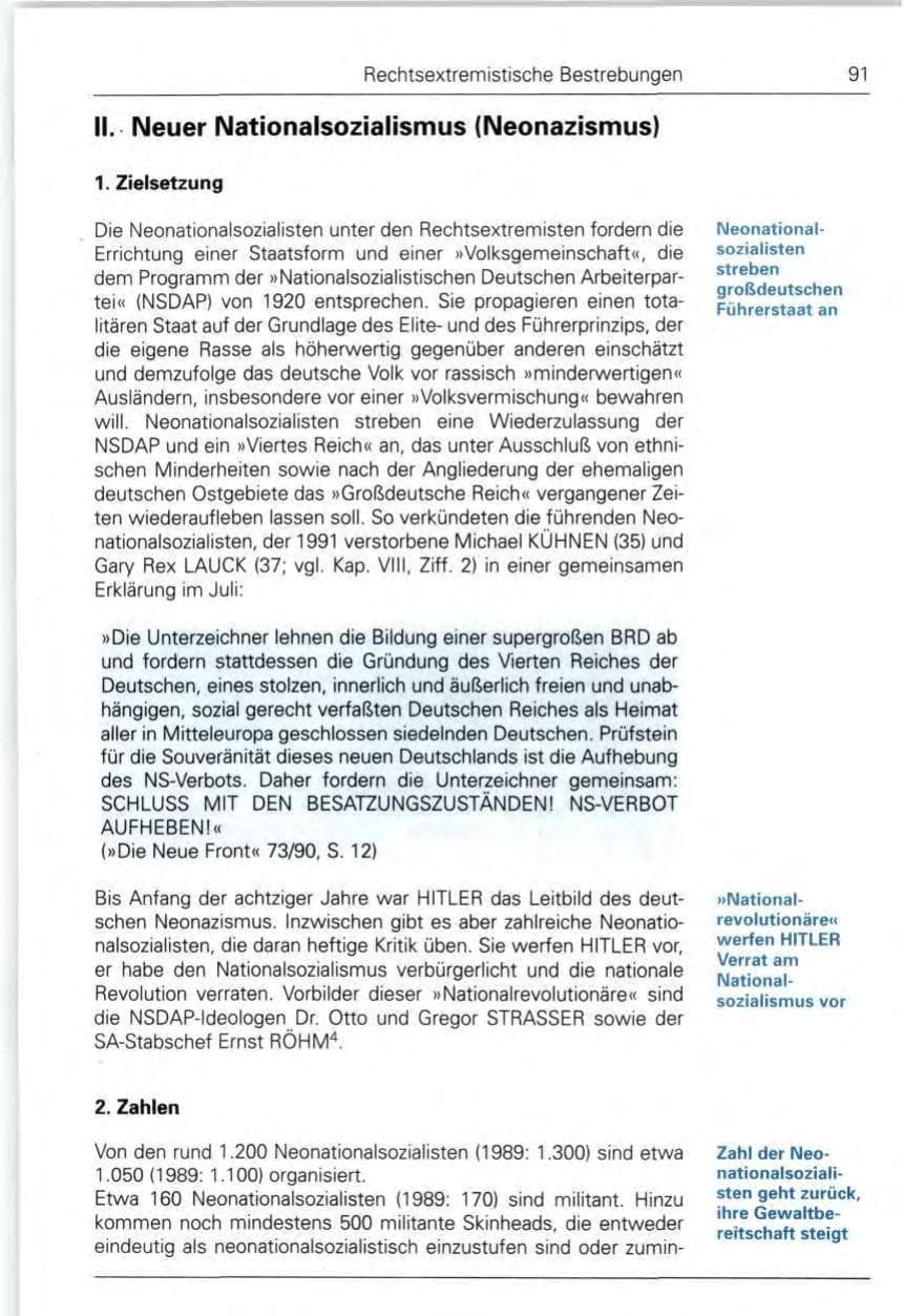 Seite 91 des Verfassungsschutzbericht 1990 Bund
