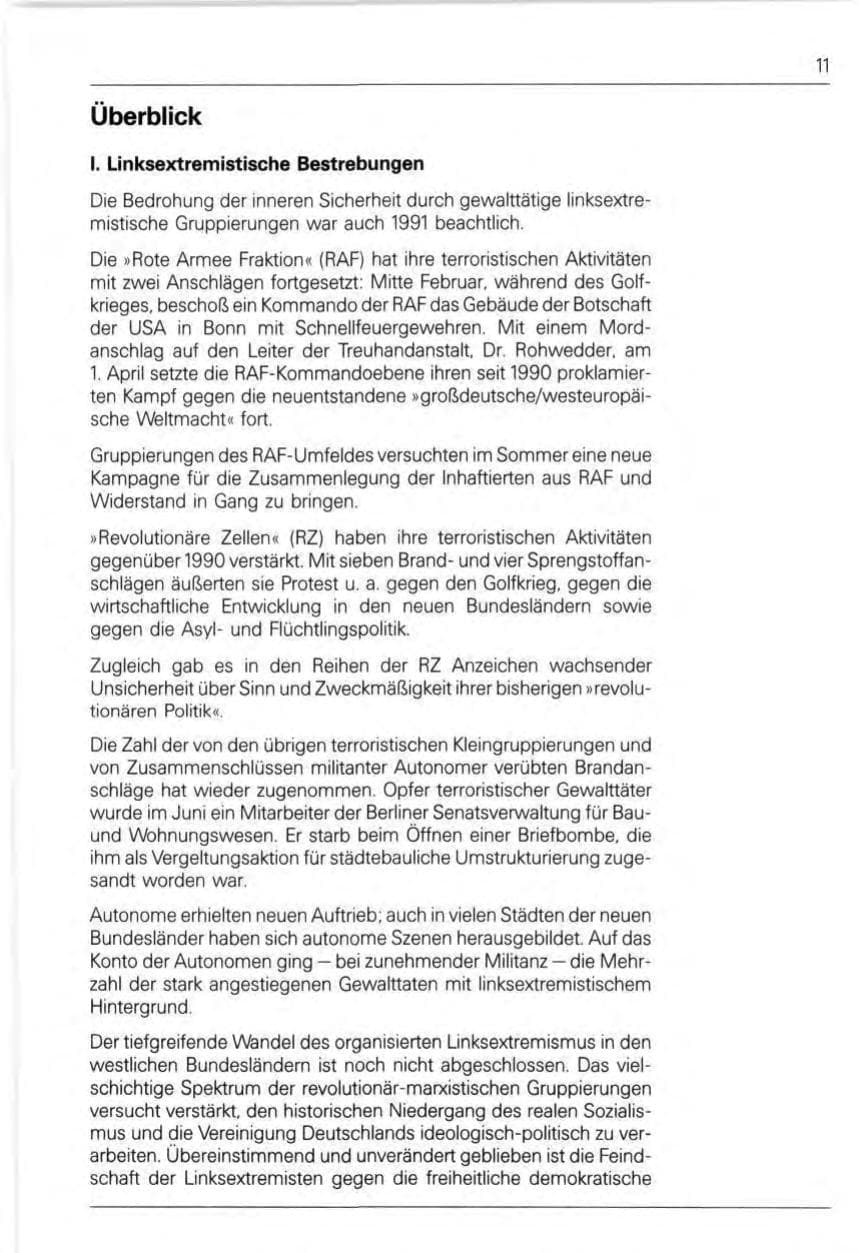 Seite 11 des Verfassungsschutzbericht 1991 Bund