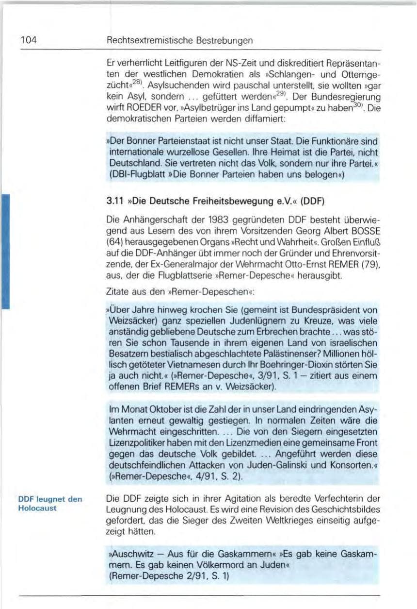 Seite 104 des Verfassungsschutzbericht 1991 Bund