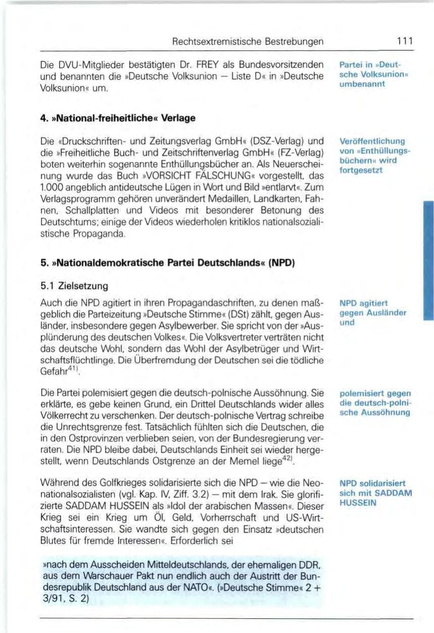 Seite 111 des Verfassungsschutzbericht 1991 Bund