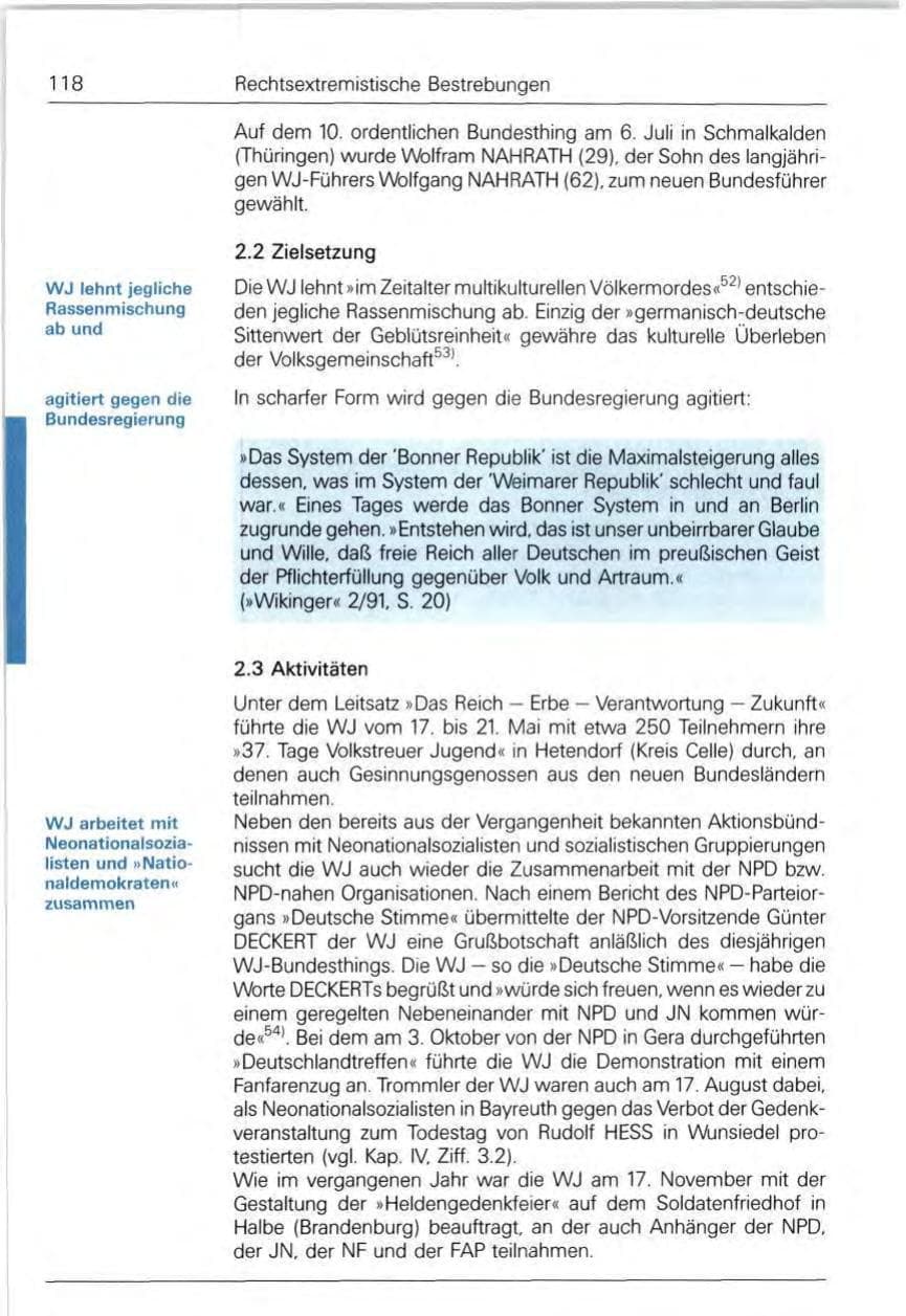 Seite 118 des Verfassungsschutzbericht 1991 Bund