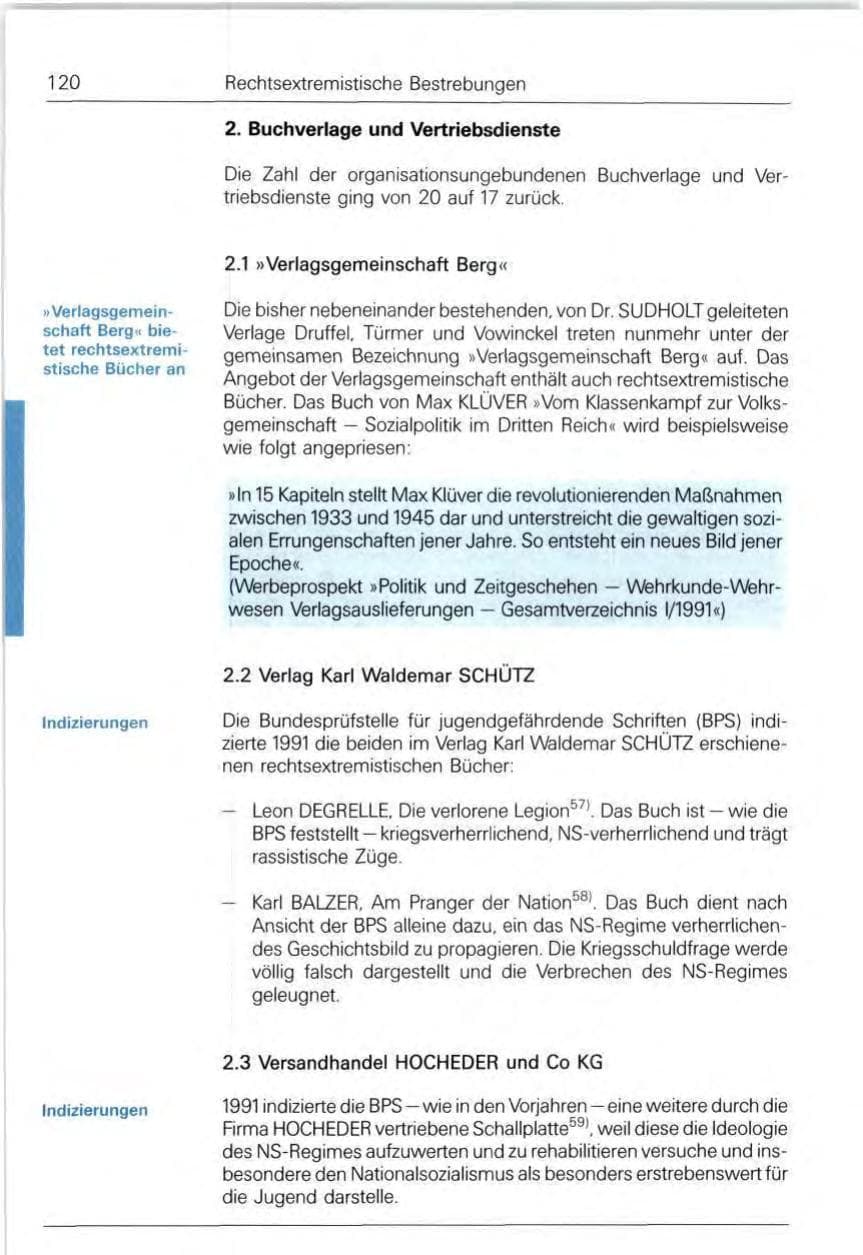 Seite 120 des Verfassungsschutzbericht 1991 Bund
