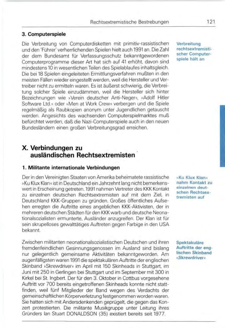Seite 121 des Verfassungsschutzbericht 1991 Bund