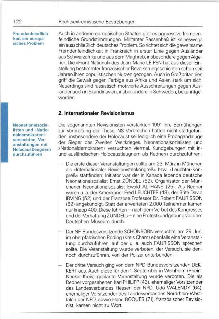 Seite 122 des Verfassungsschutzbericht 1991 Bund