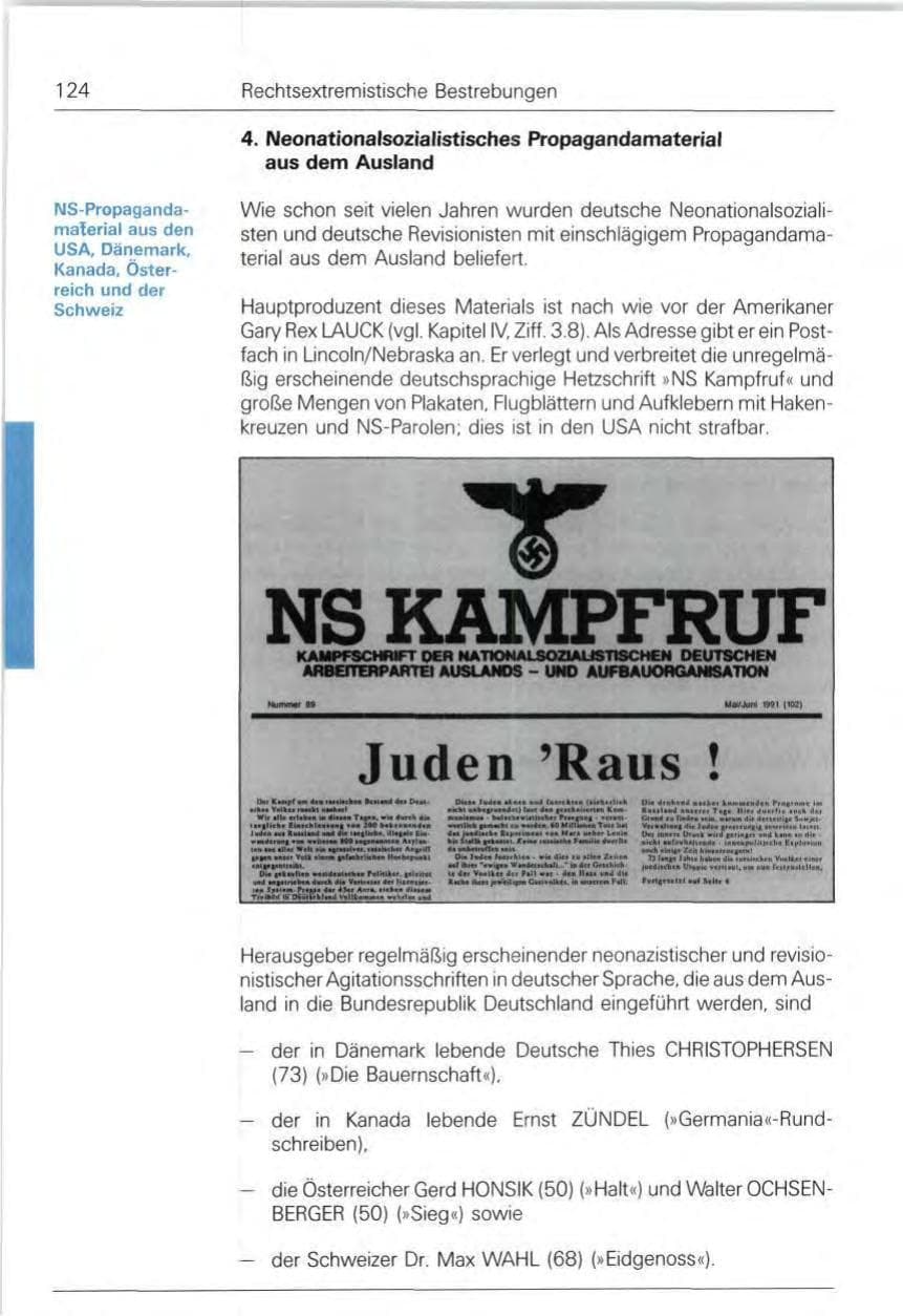 Seite 124 des Verfassungsschutzbericht 1991 Bund