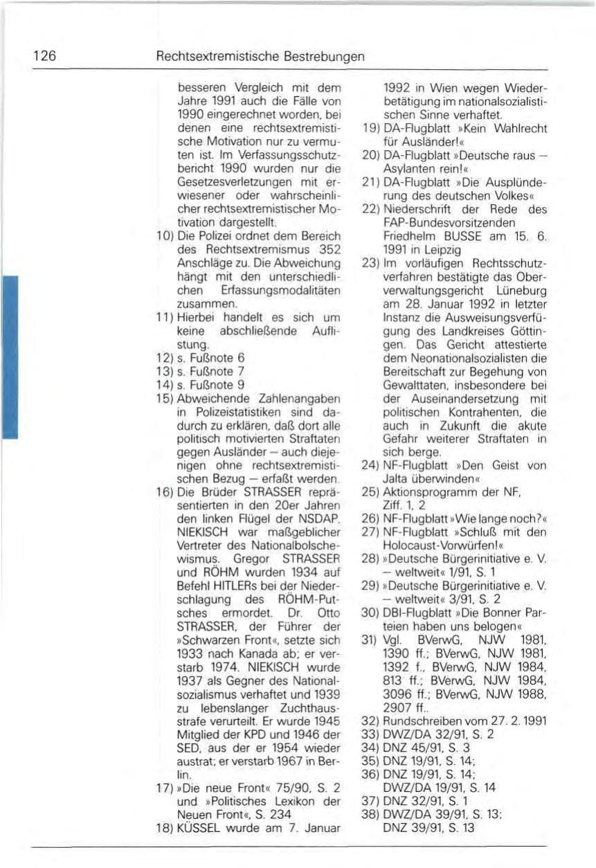 Seite 126 des Verfassungsschutzbericht 1991 Bund