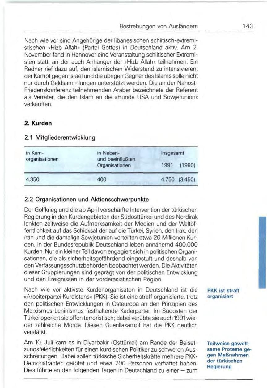 Seite 143 des Verfassungsschutzbericht 1991 Bund