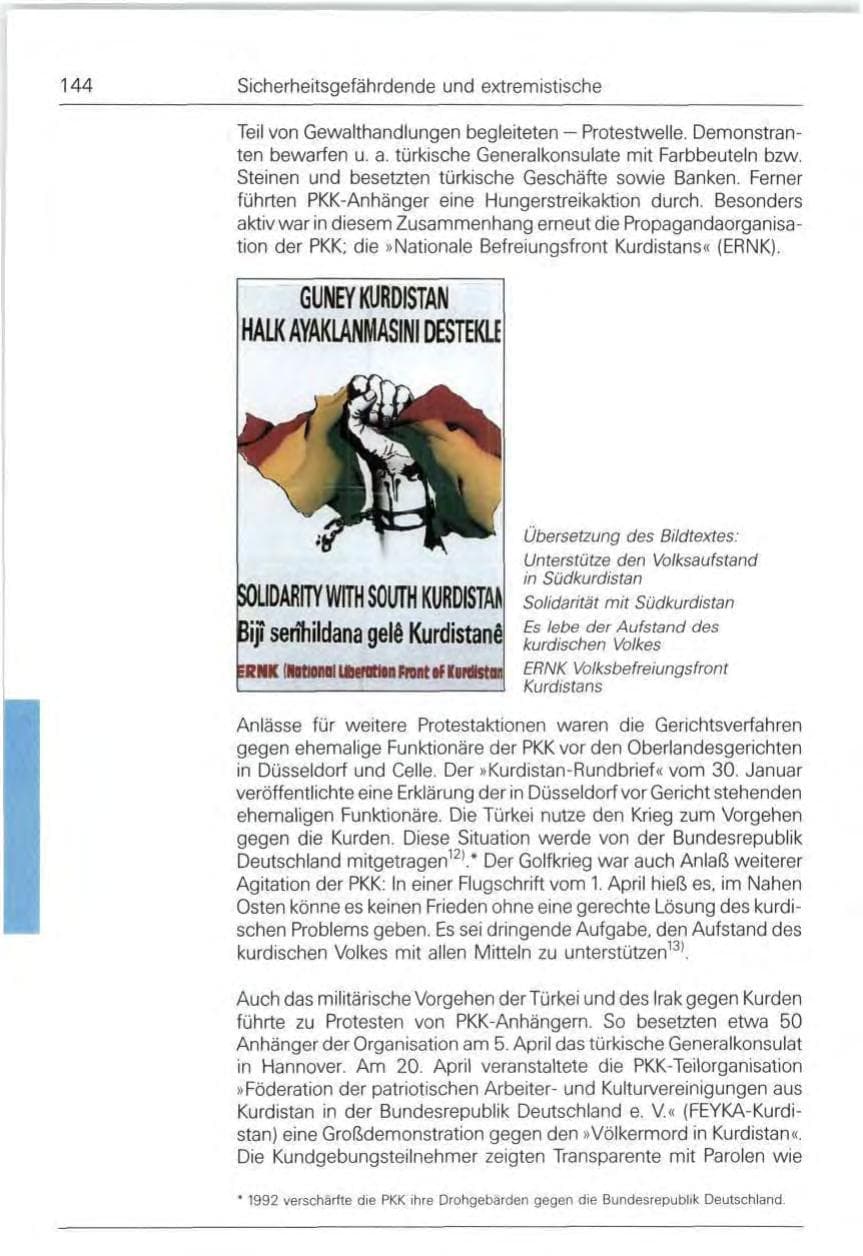 Seite 144 des Verfassungsschutzbericht 1991 Bund
