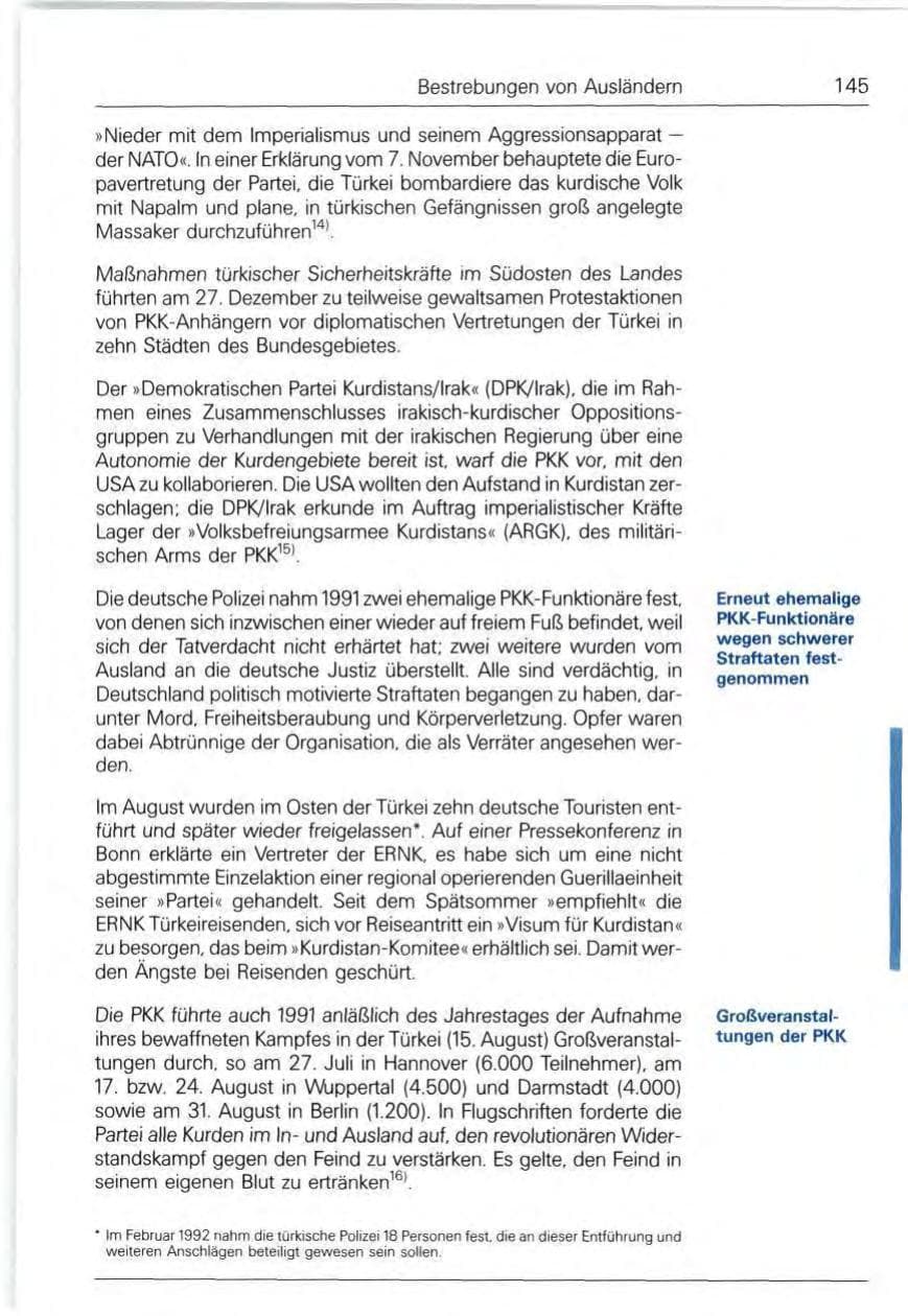 Seite 145 des Verfassungsschutzbericht 1991 Bund