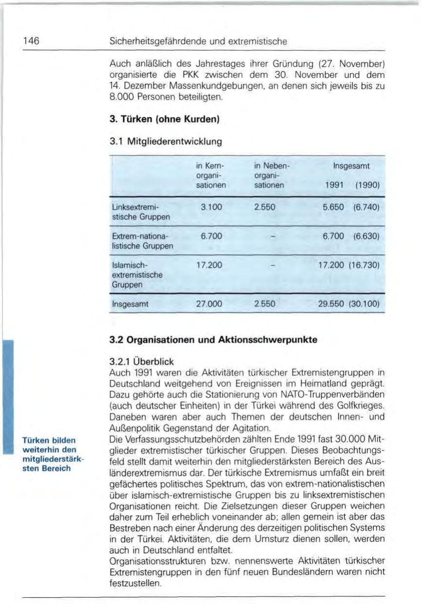Seite 146 des Verfassungsschutzbericht 1991 Bund