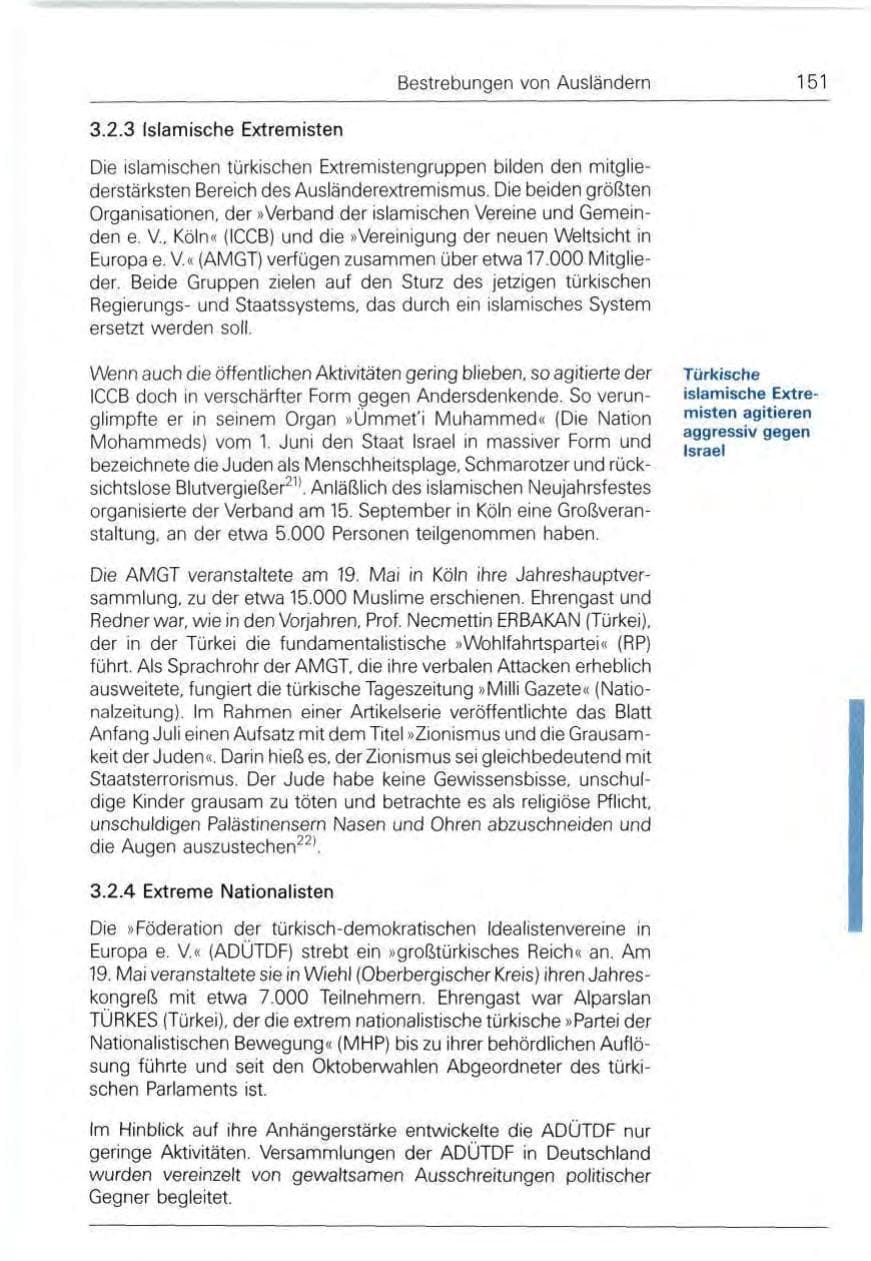 Seite 151 des Verfassungsschutzbericht 1991 Bund
