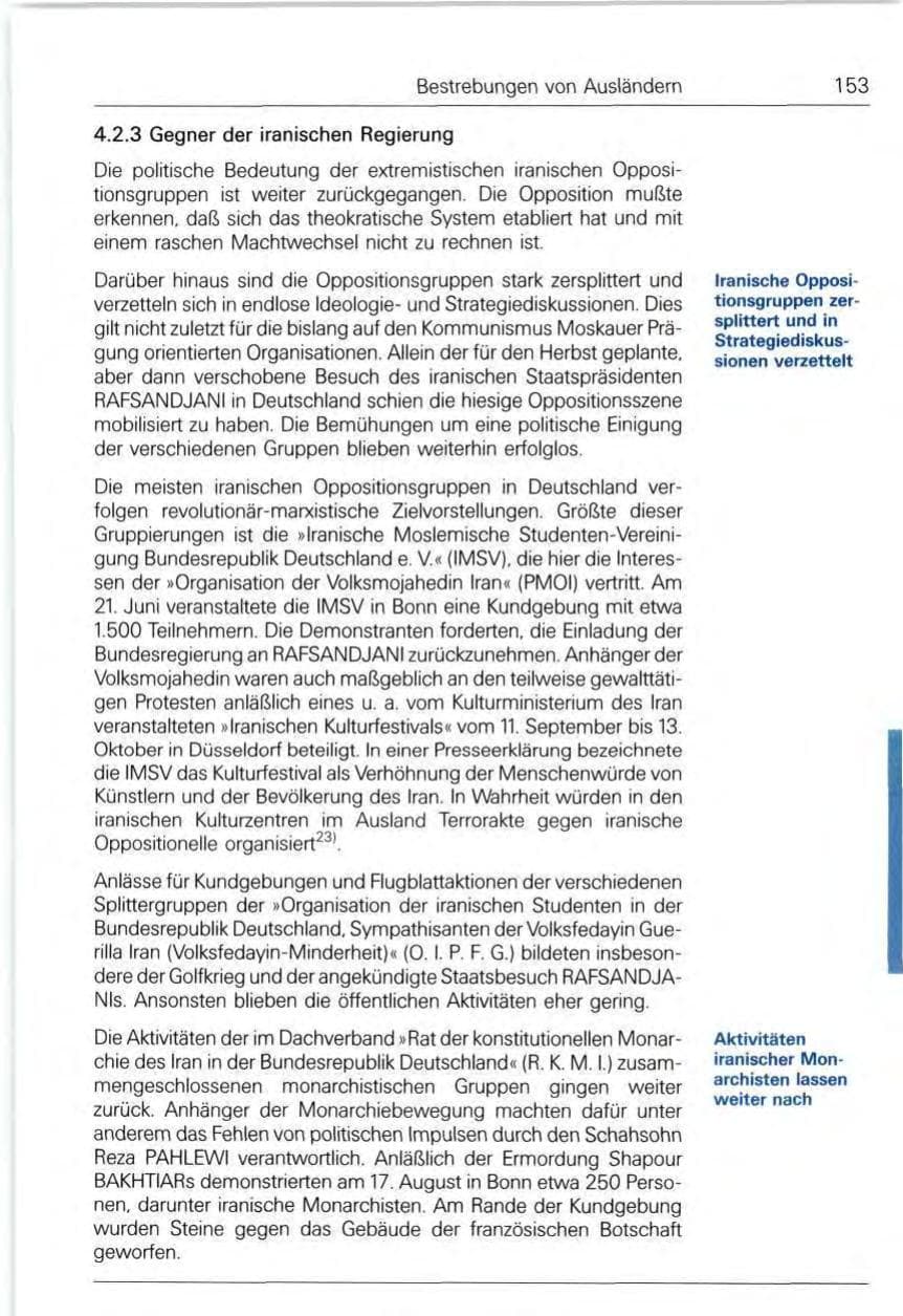 Seite 153 des Verfassungsschutzbericht 1991 Bund