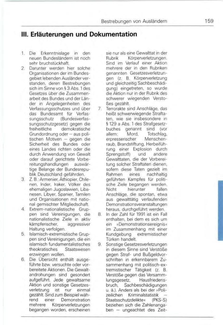 Seite 159 des Verfassungsschutzbericht 1991 Bund