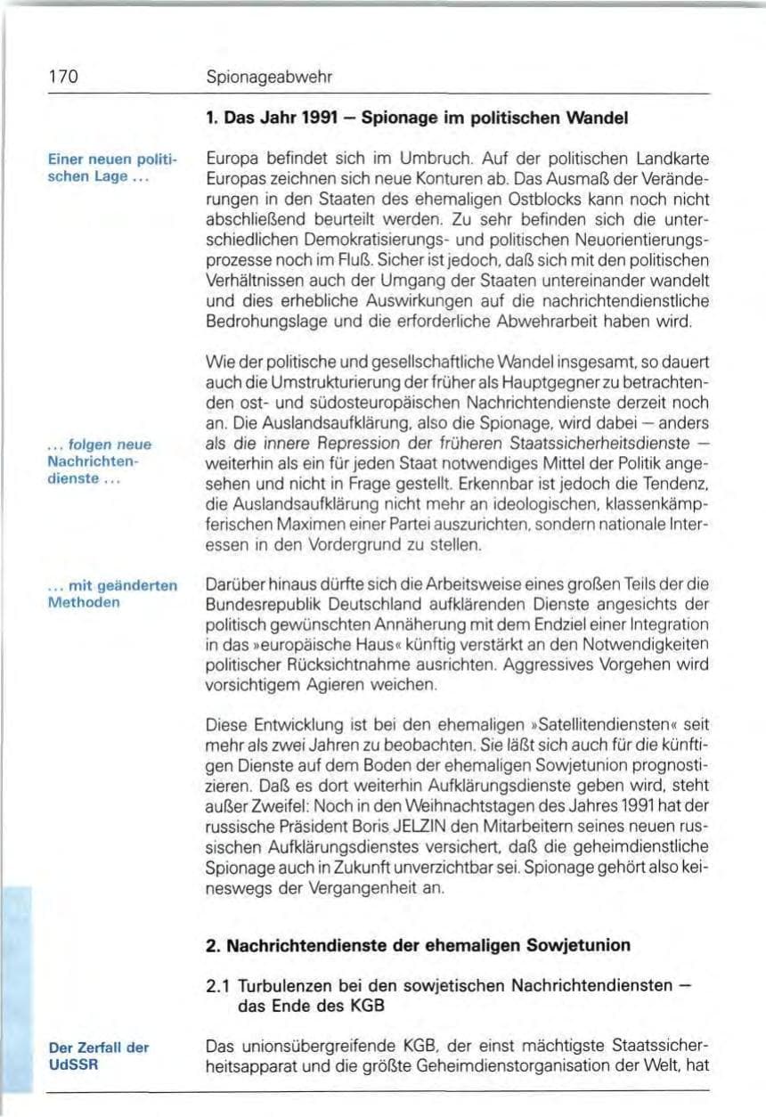 Seite 170 des Verfassungsschutzbericht 1991 Bund