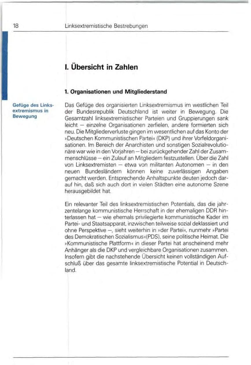 Seite 18 des Verfassungsschutzbericht 1991 Bund