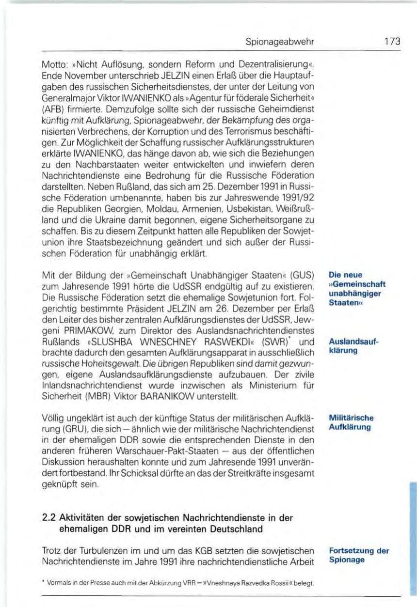 Seite 173 des Verfassungsschutzbericht 1991 Bund