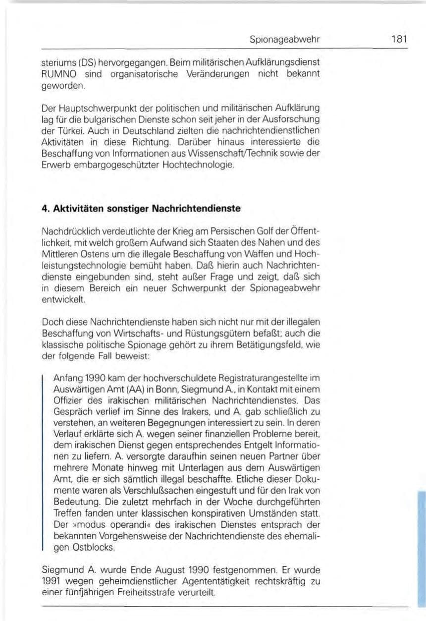 Seite 181 des Verfassungsschutzbericht 1991 Bund