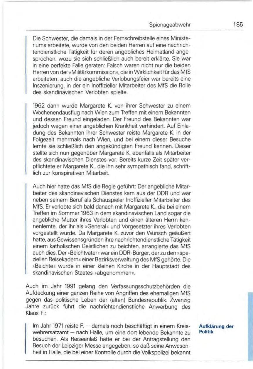 Seite 185 des Verfassungsschutzbericht 1991 Bund