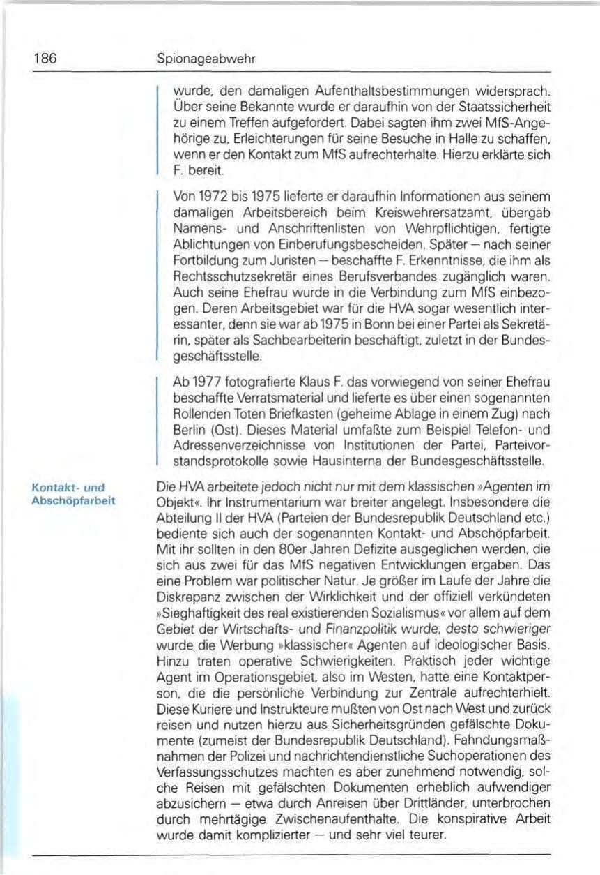 Seite 186 des Verfassungsschutzbericht 1991 Bund