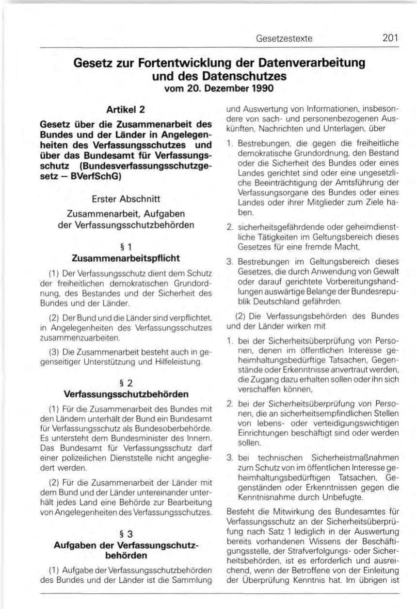 Seite 201 des Verfassungsschutzbericht 1991 Bund